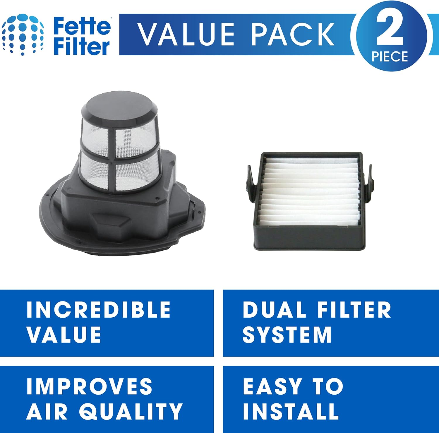 Fette Filter – Juego de pantallas de filtro P7131 compatible con Ryobi P7131, P7131ID 18V ONE+ HAND VACUUM Parte # 534526001 y filtro 533907002 (1