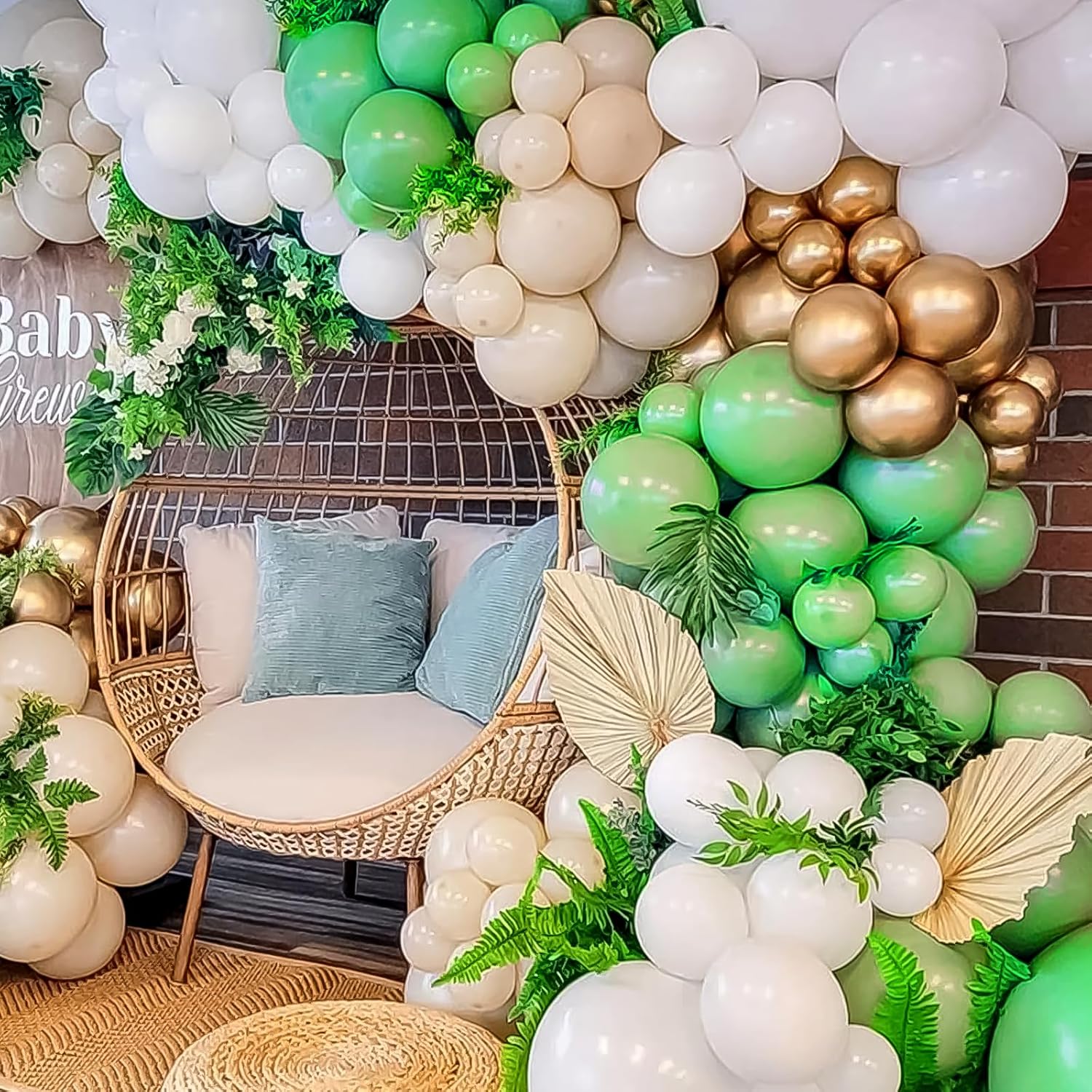 RUBFAC Globos verdes, 146 unidades de diferentes tamaños, paquete de 36, 18, 12, 10, 5 pulgadas para guirnalda de globos o arco de globos como