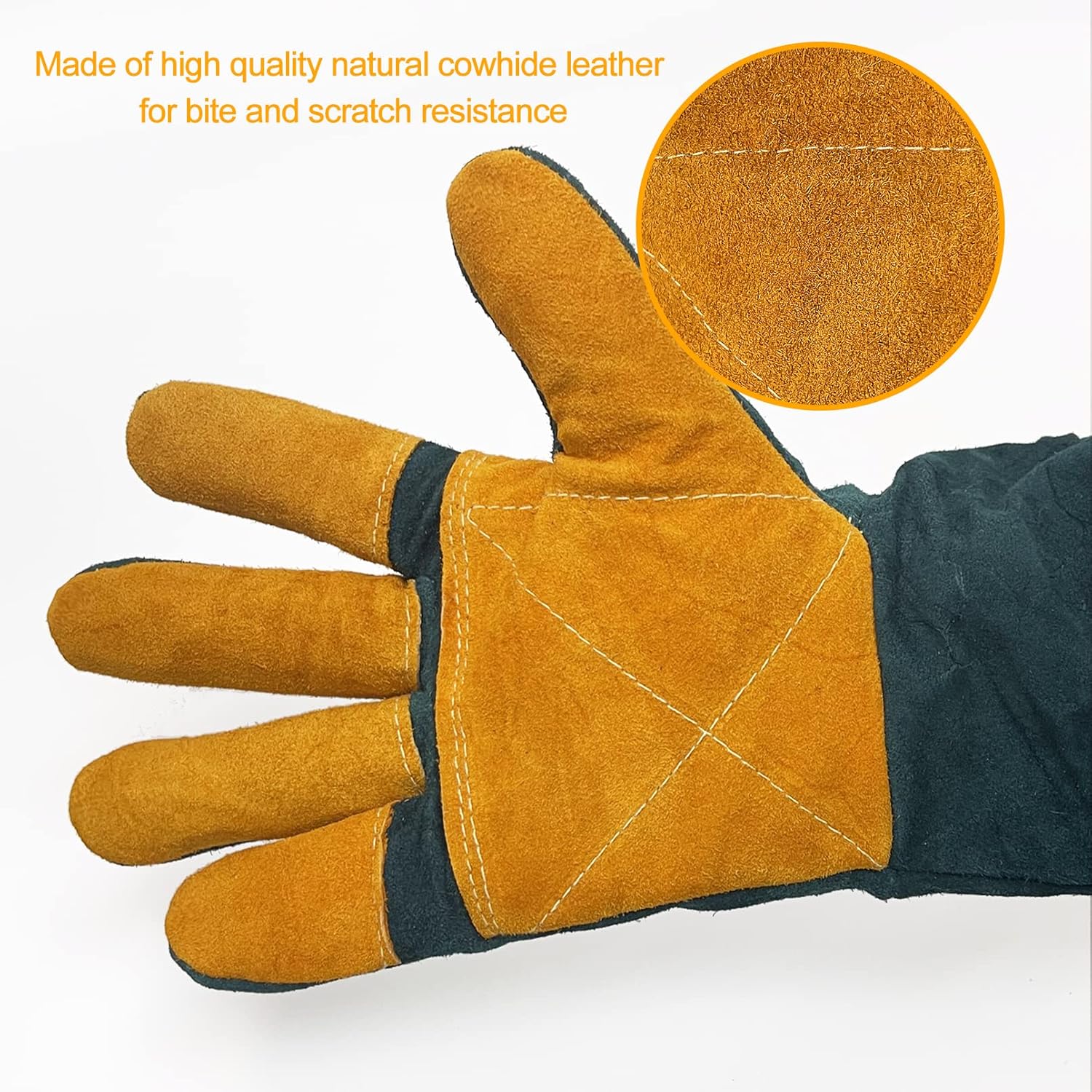 Guantes de manejo de animales a prueba de mordeduras de cuero reforzado de Kevlar, guantes de protección, guantes antimordeduras para entrenamiento