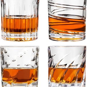 Whiskey Glasses, Spinning Bourbon Glass Set 4, Rocks Scotch Whisky Cognac Rum Cocktail Tasting Old Fashioned Glass, Personalized Men Ideas Unique Whiskey Glasses, Spinning Bourbon Glass Set 4, Rocks Scotch Whisky Cognac Rum Cocktail Tasting Old Fashioned Glass, Personalized Men Ideas Unique