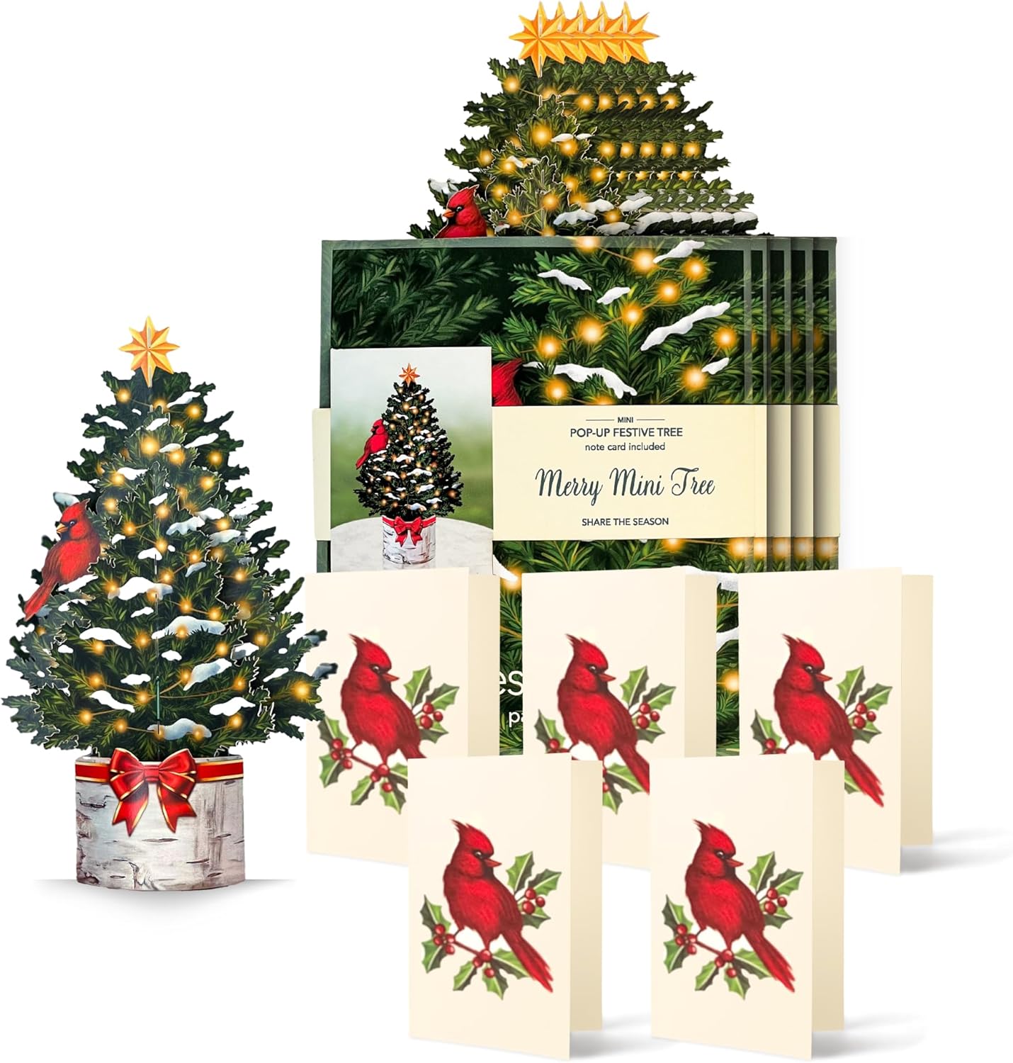 Freshcut Paper Tarjetas desplegables, mini árbol de Navidad de 7 pulgadas, tarjetas de felicitación emergentes 3D, tarjetas de Navidad, tarjetas de