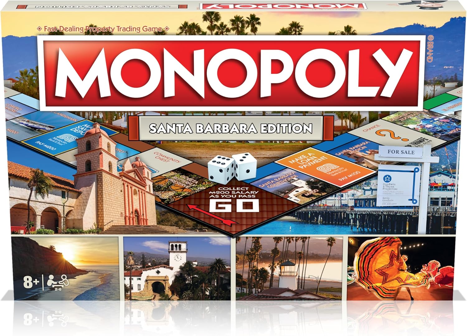 Santa Barbara Monopoly Family – Juego de mesa para 2 a 6 jugadores, adultos y niños a partir de 8 años, compra, vende e intercambia tu camino hacia