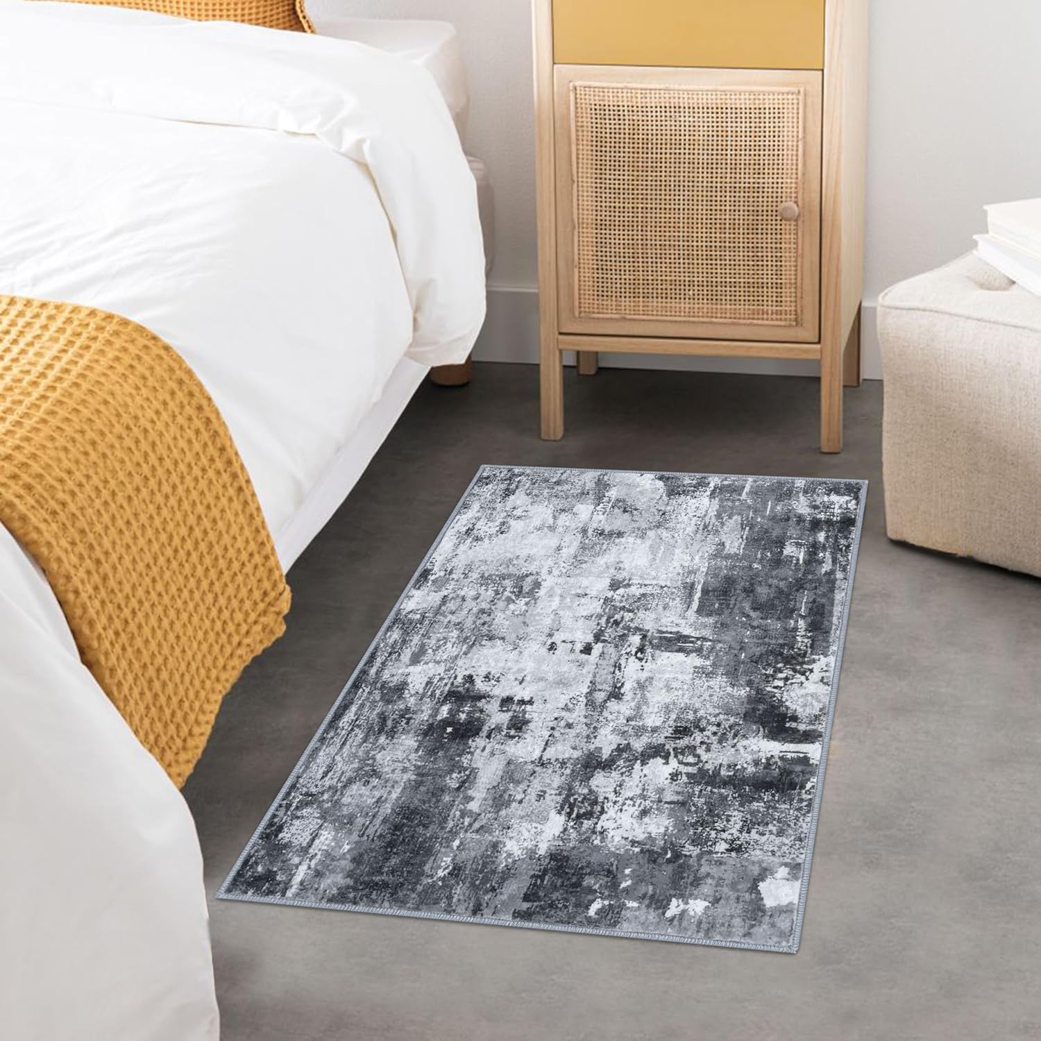 KOZYFLY Alfombra antideslizante de 2 x 3 pulgadas, alfombra de área pequeña, abstracta, lavable a máquina, alfombra moderna para puerta delantera,
