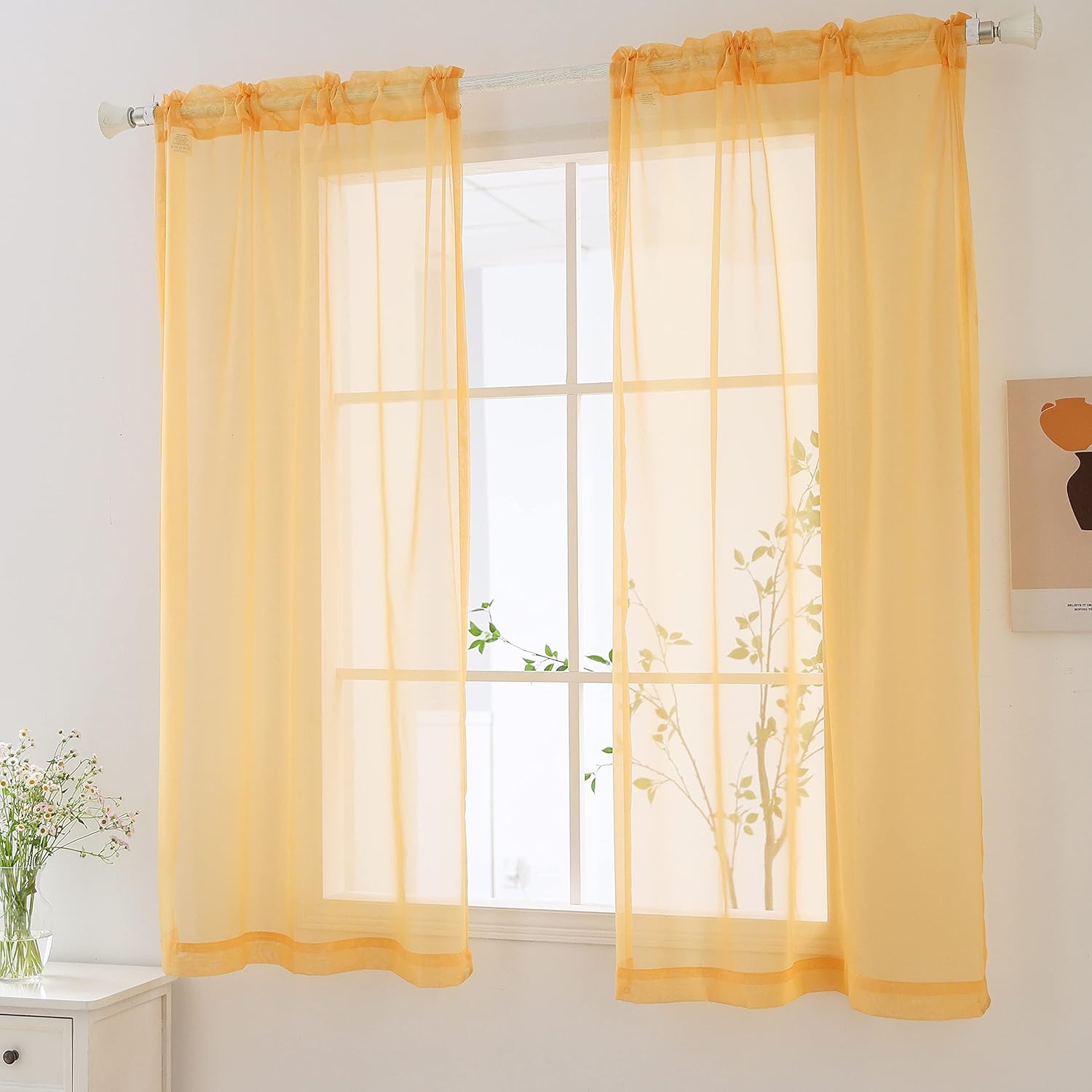 bestselected Cortinas traslúcidas para ventana, 42 pulgadas de ancho x 63 pulgadas de largo cada uno, 2 paneles de cortinas traslúcidas, bolsillo