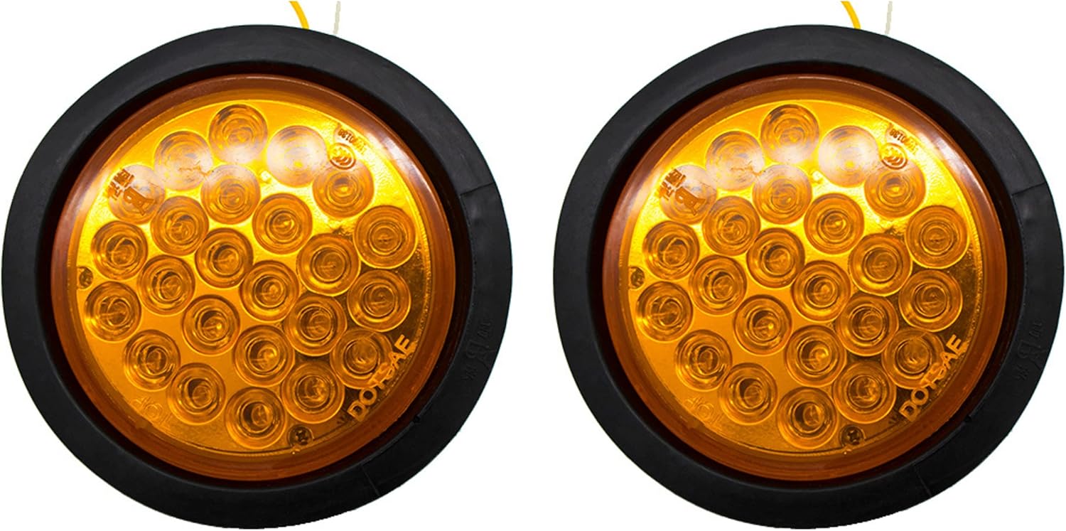 Luces LED redondas de 4 pulgadas para remolque y remolque, 24 luces LED de señal de giro de freno, con arandela de goma para camiones, remolques,