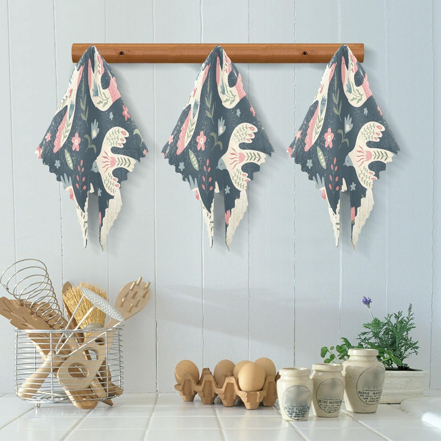 Birds Flowers Quality Print Microfiber Cleaning Cloths Quick Dry 6 Pack Microfiber Absorbant Towel for Bathroom Table