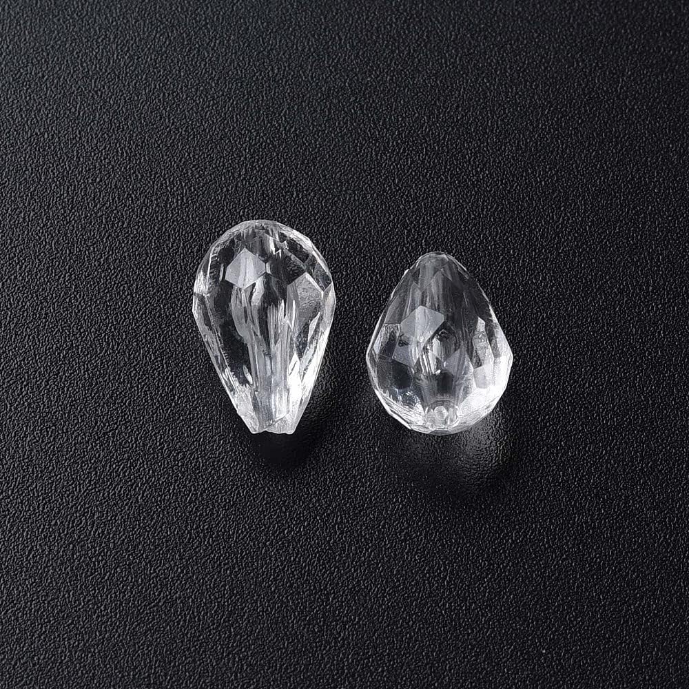 Beadthoven – 1338 cuentas de acrílico facetadas con forma de lágrima transparente, cuentas colgantes de cristal con forma de gota de agua, cuentas