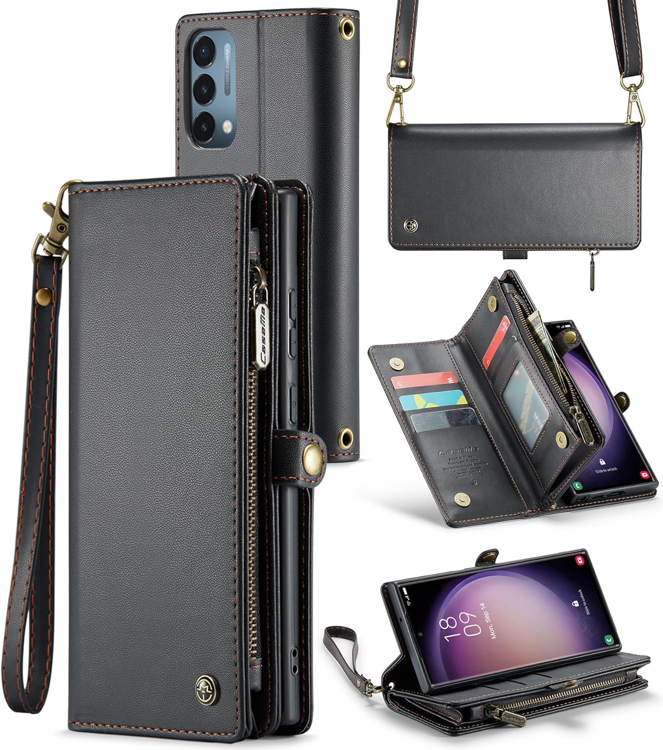 ASAPDOS Oneplus Nord N200 5G – Funda tipo cartera, correa de piel sintética retro con cierre magnético, bloqueo RFID, tarjetero y soporte para