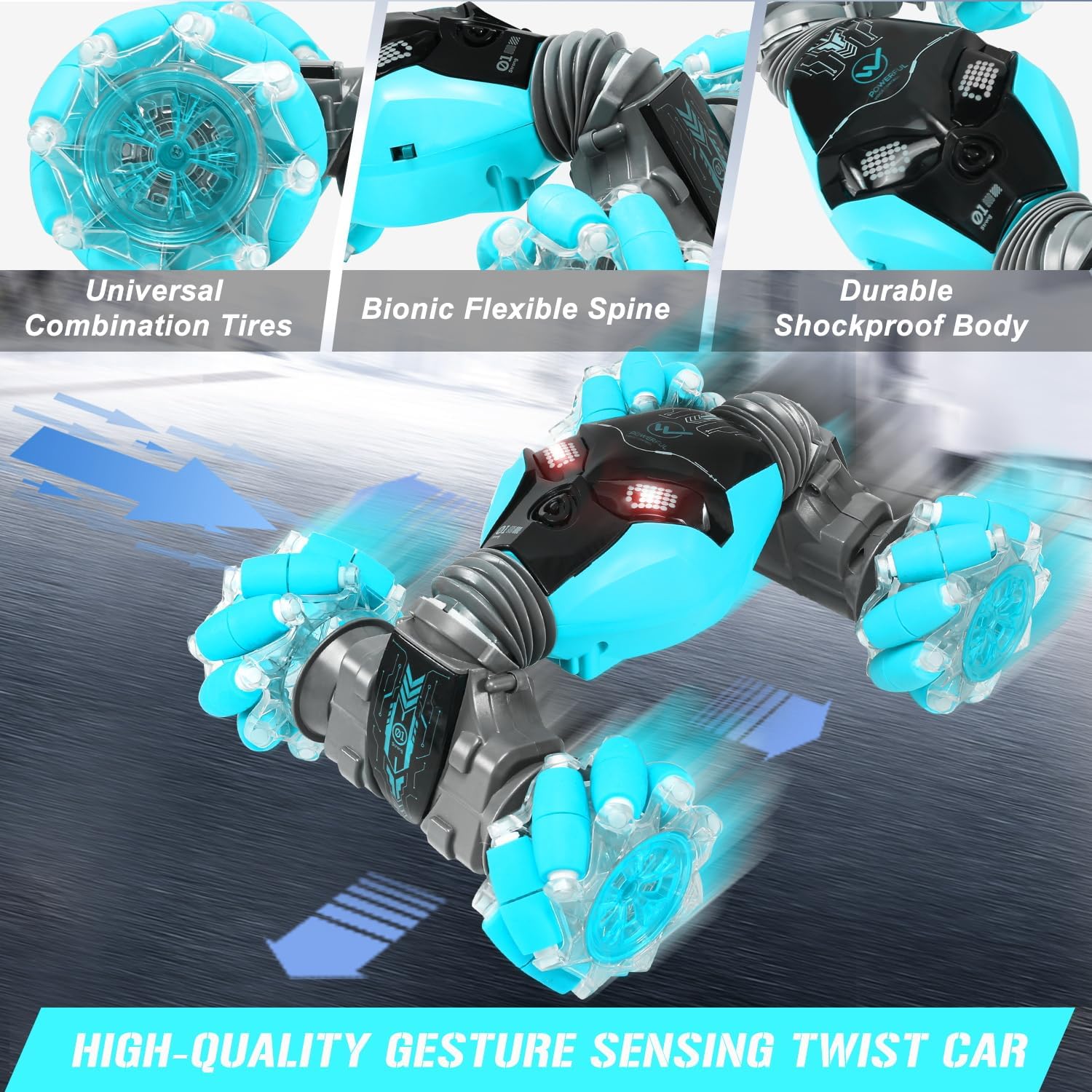 Coches de control remoto con música ligera 112 para niños de 6 a 12 años + auto a control remoto controlado a mano 2.4GHz 4WD Rc Stunt Car Stunt Car