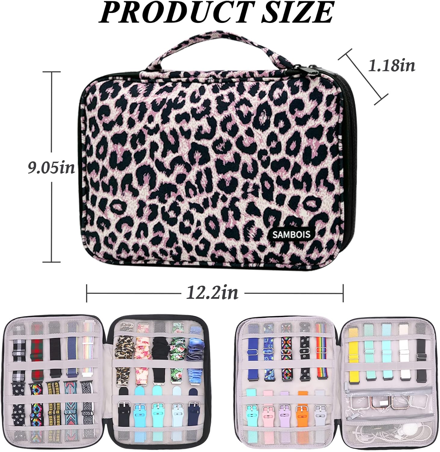 Sambois Estuche de almacenamiento para 35 correas de reloj, organizador portátil para correa de reloj, bolsa de almacenamiento compatible con Apple