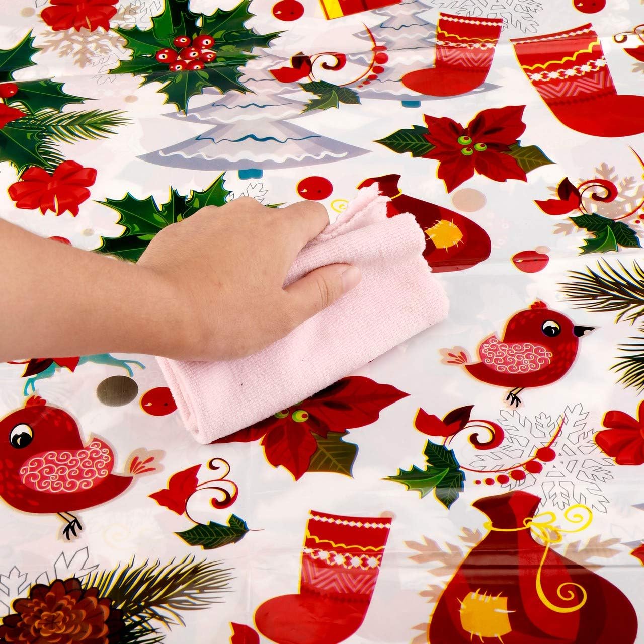 Juego de 2 manteles desechables de plástico estilo otoño, 70.8 x 43.3 pulgadas, rectangular, decoración navideña para Acción de Gracias, Navidad,