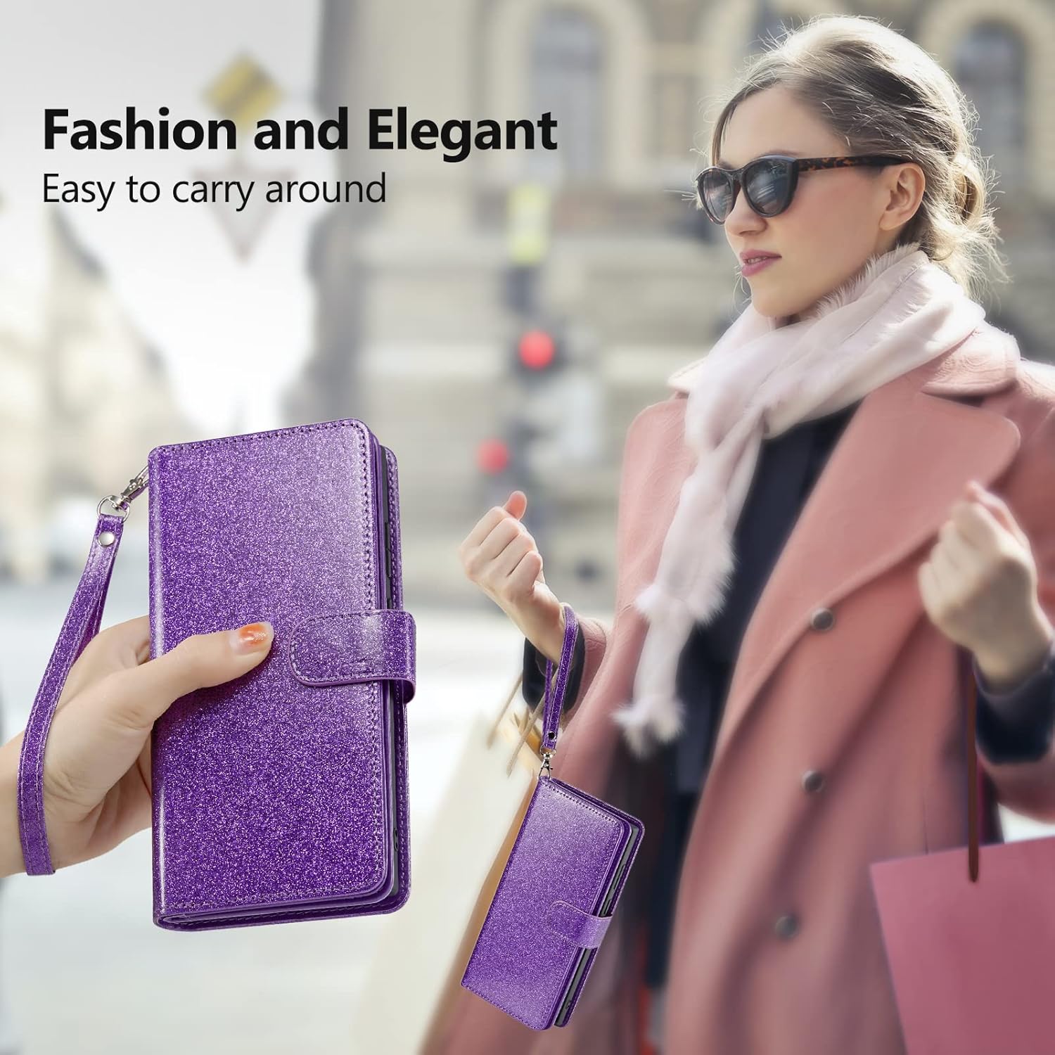 Varikke Funda tipo cartera para iPhone 11 Pro Max, funda magnética desmontable para mujer con tarjetero, soporte y correa para la muñeca, se adapta