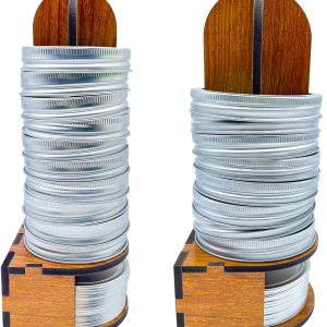 2 organizadores de tapas de tarros de masón, almacenamiento de tapa de tarro de madera para ahorrar espacio, organización de la cocina, soporte para 2 organizadores de tapas de tarros de masón, almacenamiento de tapa de tarro de madera para ahorrar espacio, organización de la cocina, soporte para