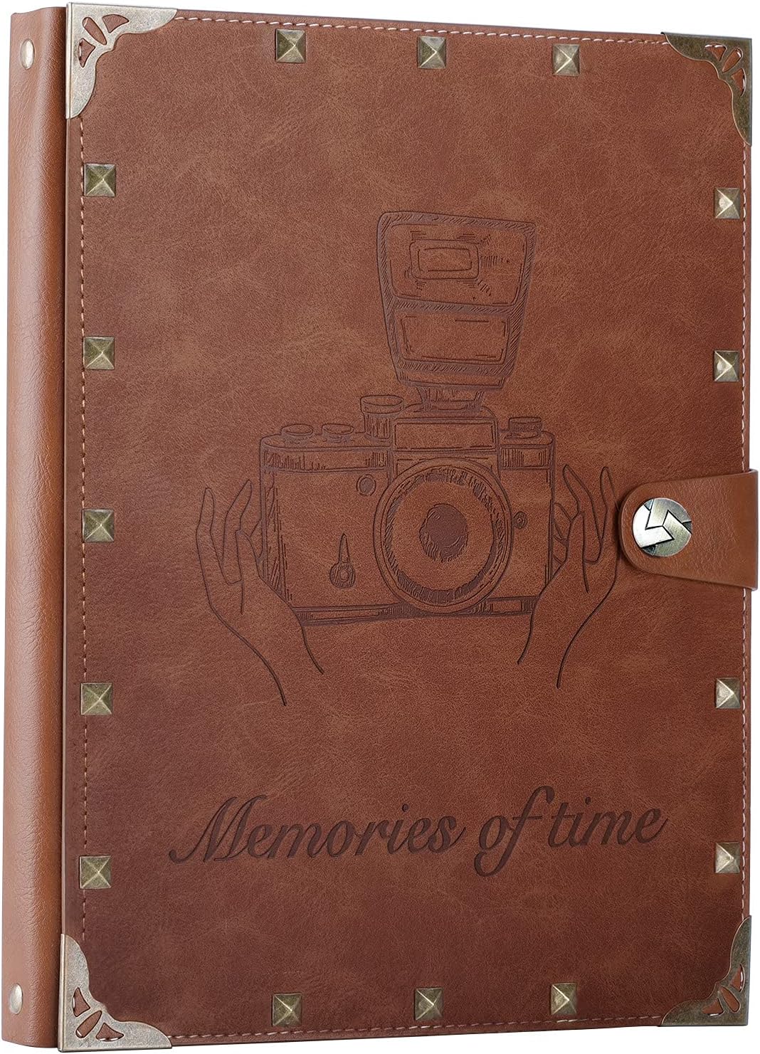 ZEEYUAN Álbum de fotos de bricolaje, 60 páginas, libro de fotos de memoria de cuero, 8.5 x 11 pulgadas, álbum de recortes de viaje vintage, álbumes