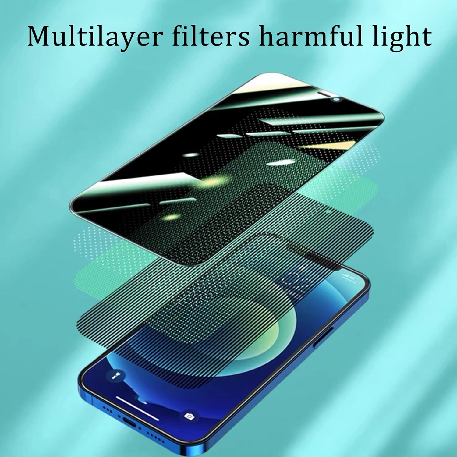 Paquete de 3 compatibles con iPhone 1413 y compatibles con iPhone 13 Pro, protector de pantalla de privacidad, bolsa de aire, antiluz azul, película