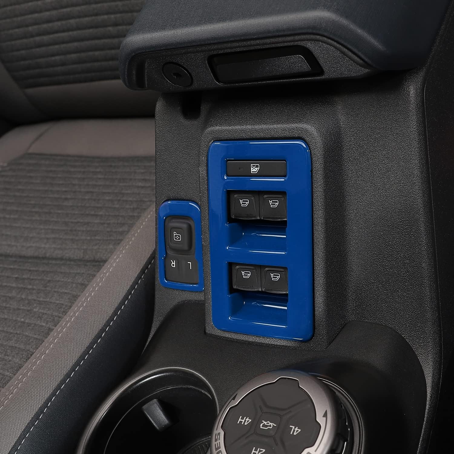 Para Bronco – Interruptor de control de interruptor de elevación de ventana, 2 piezas de cubierta de panel de ajuste de espejo retrovisor de consola