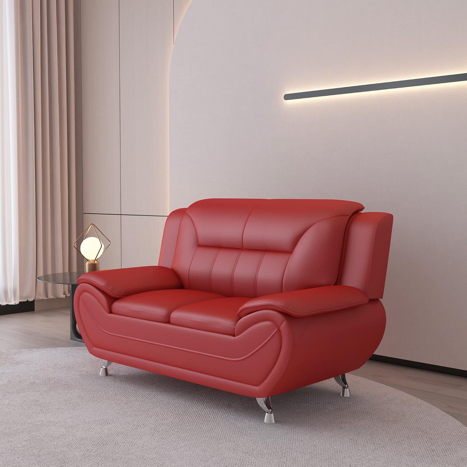 US Pride Furniture Michael Collection – Sofá de piel sintética de estilo moderno, versátil pieza decorativa de 2 plazas para sala de estar,
