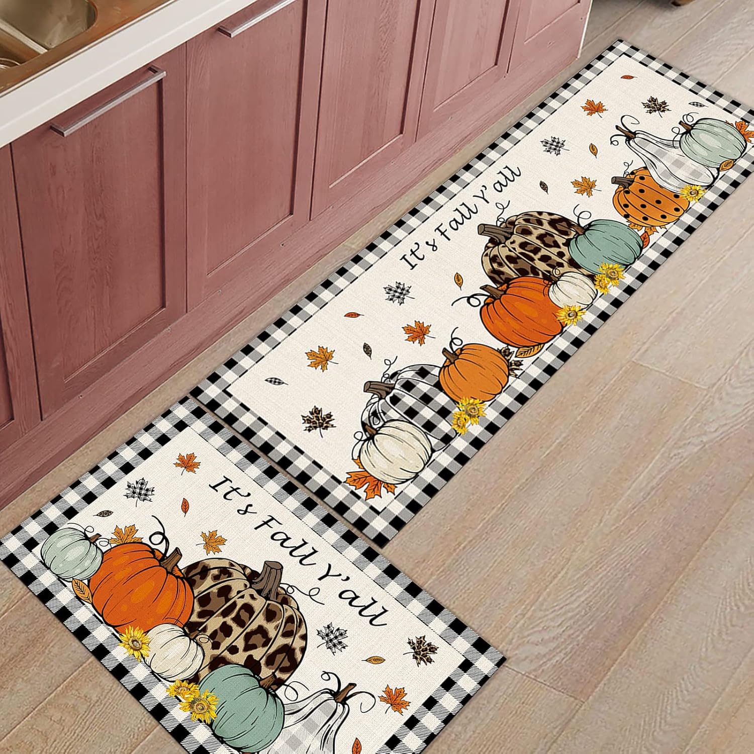 Give Thanks Pumpkins – Tapetes de cocina antifatiga, tapetes de cocina antideslizantes y tapetes acolchados de pie para el hogar, fregadero,