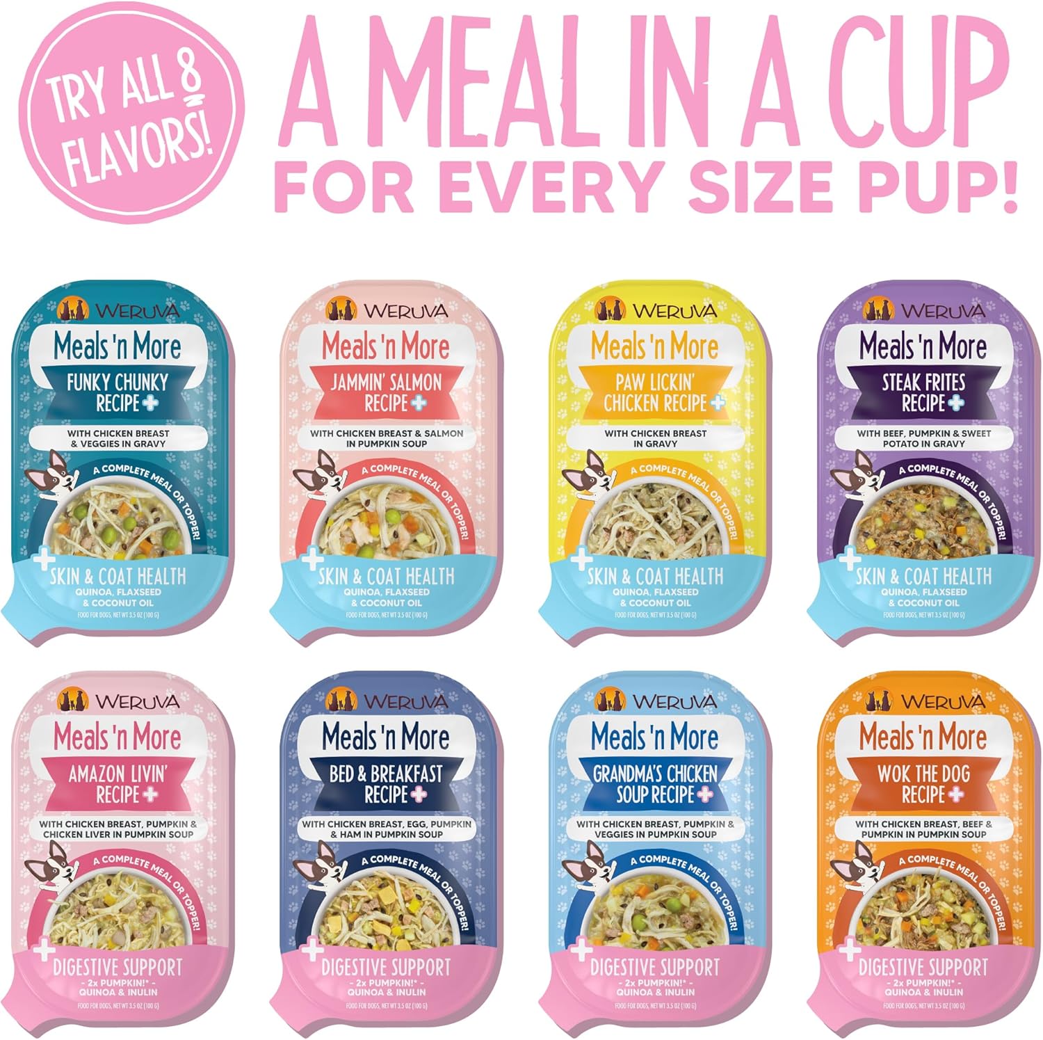 Weruva Meals ‘n More – Alimento húmedo natural para perros, Bed & Breakfast Plus soporte digestivo, taza de 3.5 onzas (paquete de 12)