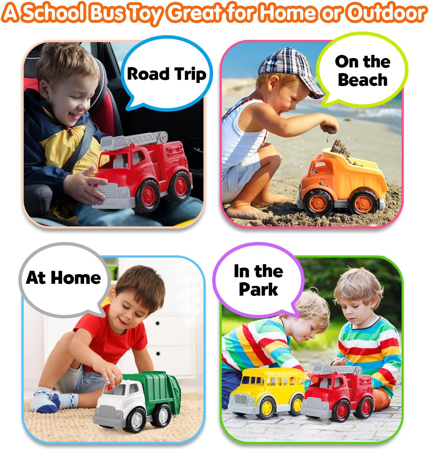 PLAY Juguete ecológico para autobús escolar, certificado por USDA, sin BPAftalatoPVC, juguete de autobús bioplástico reciclado, regalo para niños y