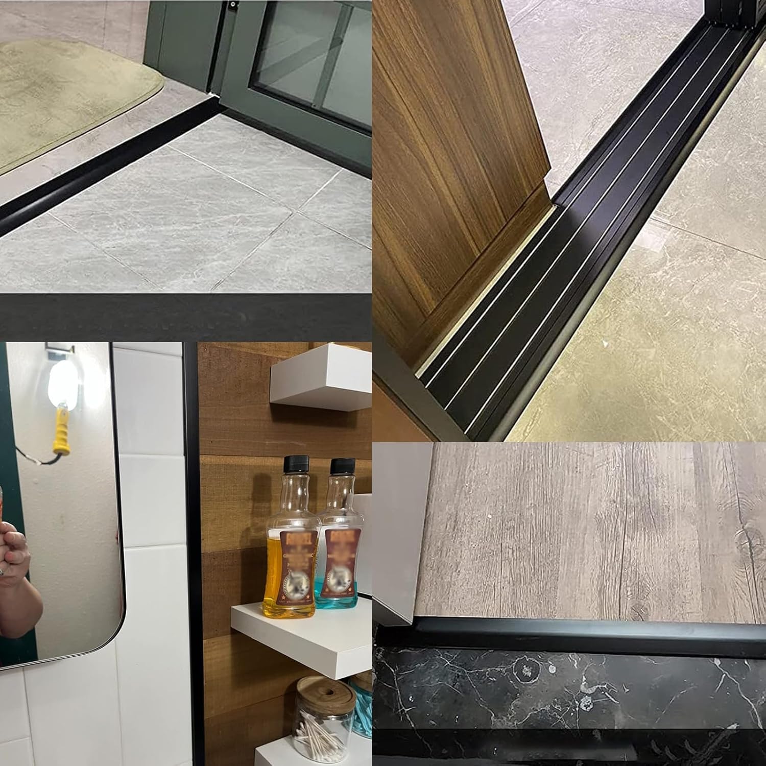 Flauta de borde de puerta de entrada, tira de transición de piso de 1.6 pulgadas, rampa de umbral de aluminio, reductor de umbral de