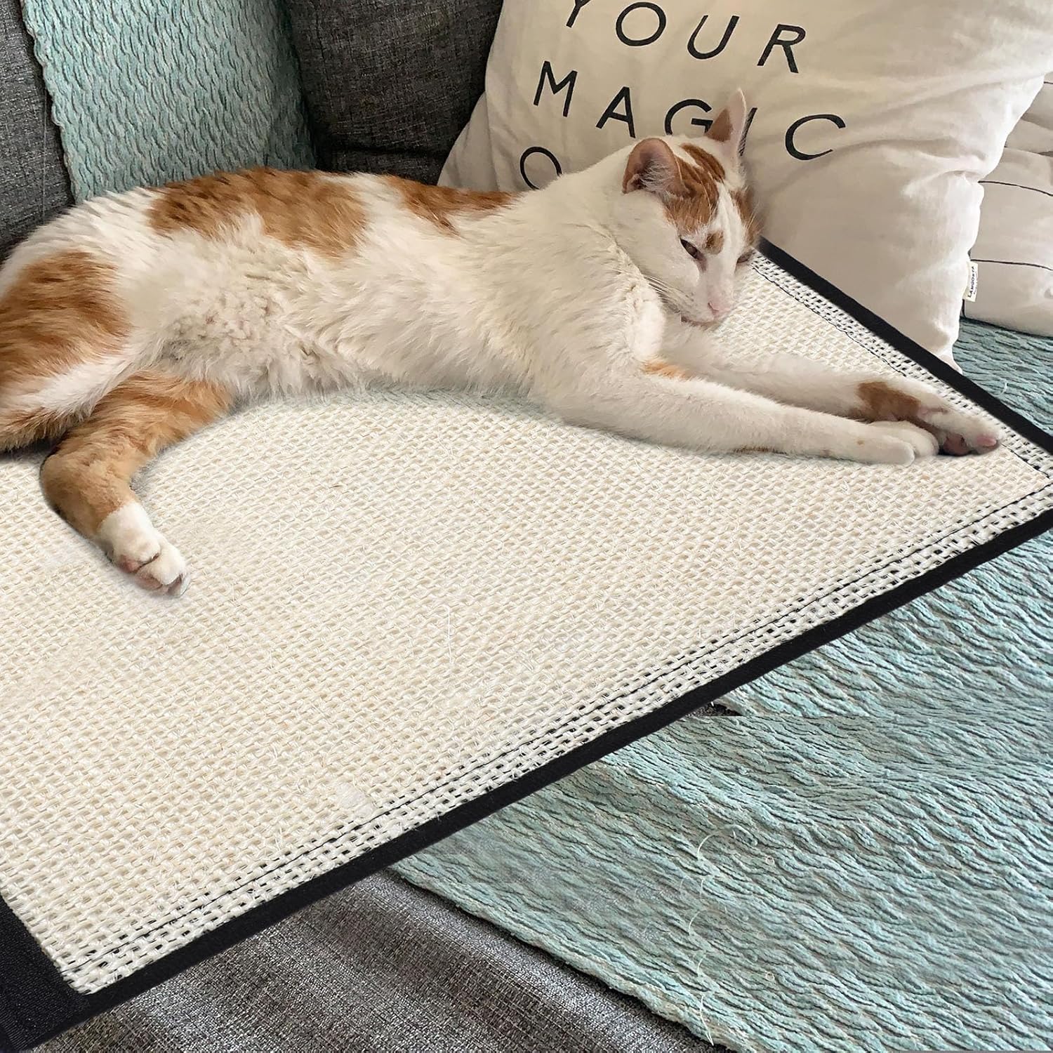 Timgle 4 piezas de alfombrillas rascadoras para gatos, protector de muebles de sisal para gatos, protector de sofá para gatos, protege el sofá,