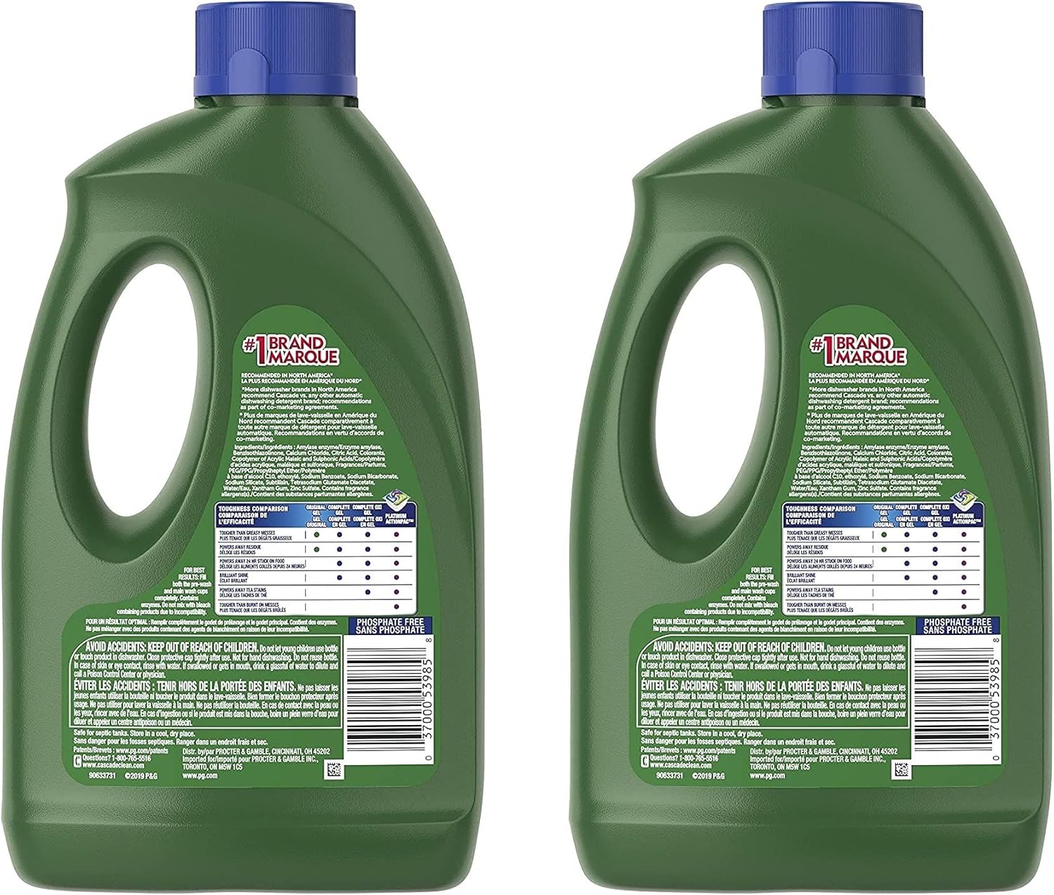Cascade Complete +Oxi Gel Detergente para lavar platos, aroma fresco, 60 onzas líquidas (paquete de 2)