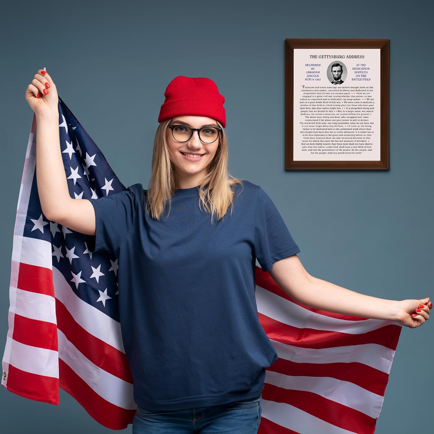 Abraham Lincoln-“The Gettysburg Address US Historical Wall Art Poster, This American Civil War Patriotic Wall Art Print Is Ideal Wall Decor For
