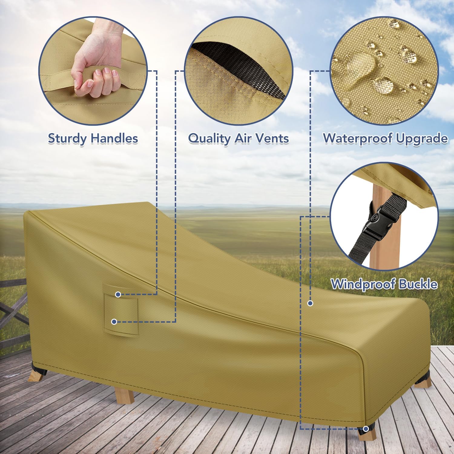 Fundas para tumbonas impermeables para exteriores, fundas resistentes para muebles de patio, fundas para muebles de exterior, fundas para sillas de