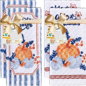 VOOVA & MOVAS Toallas de mano para cocina, 16 x 26 pulgadas, paquete de 4 con tarjetas de regalo, algodón de primera calidad, toallas de cocina VOOVA & MOVAS Toallas de mano para cocina, 16 x 26 pulgadas, paquete de 4 con tarjetas de regalo, algodón de primera calidad, toallas de cocina