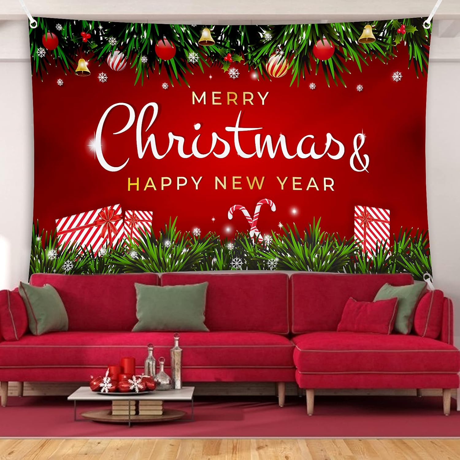 Feliz Navidad Fondo Escena Setters Telones de fondo de Navidad Banner Feliz Año Nuevo Navidad Banner Decoración de fiesta de Navidad