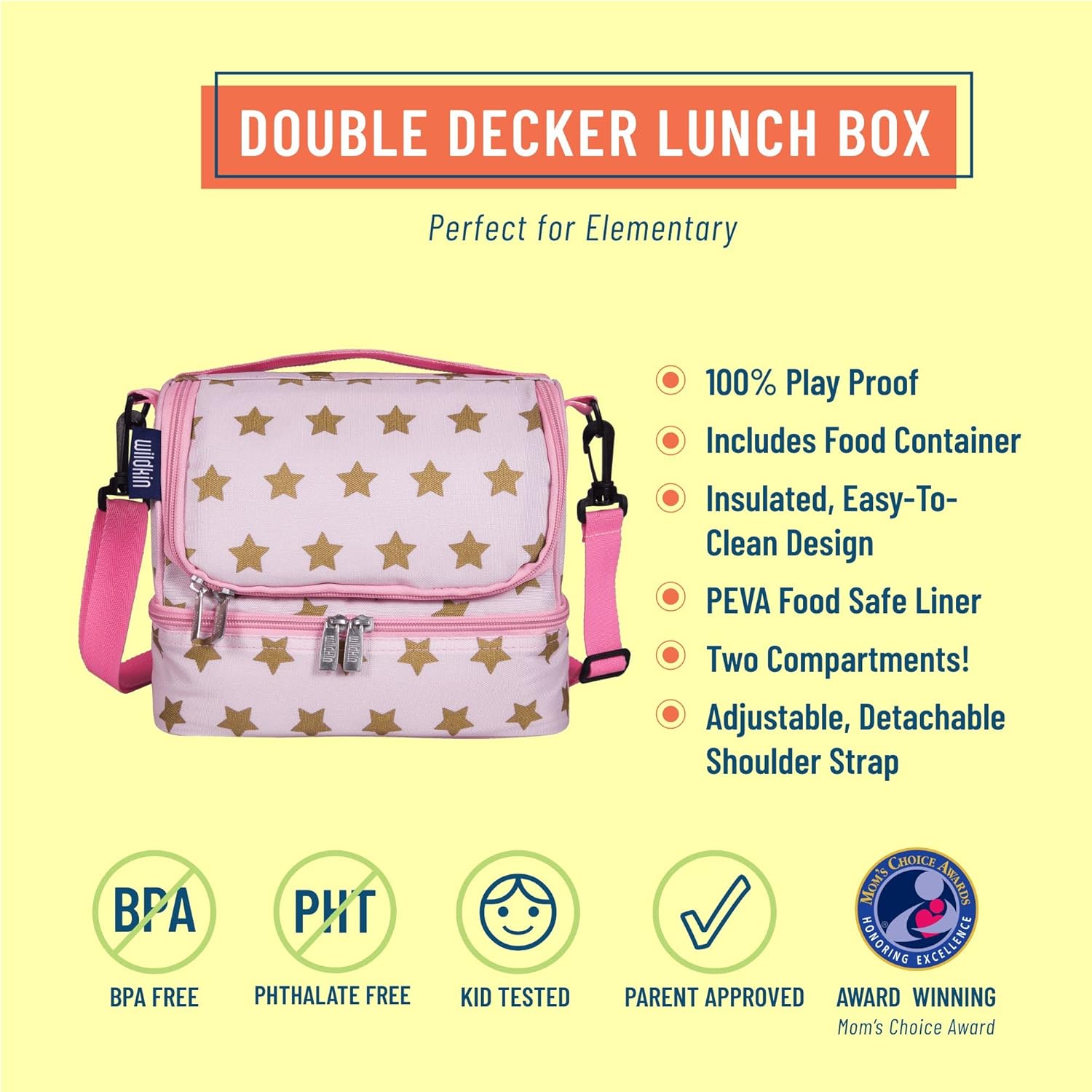 Wildkin Two Compartment Insulated Lunch Bag for Boys & Girls, Perfect Solution for Packing Hot or Cold Snacks for Kids’ School and Travel, Ideal for