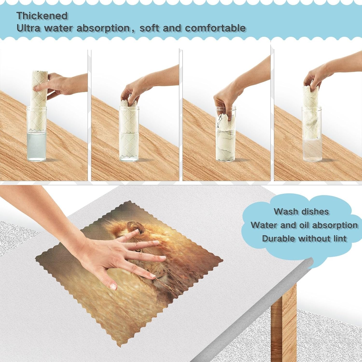 ALAZA South Africa Lion – Juego de 6 paños de cocina, paños de cocina lavables de secado rápido, paño de limpieza reutilizable, 11 x 11 pulgadas