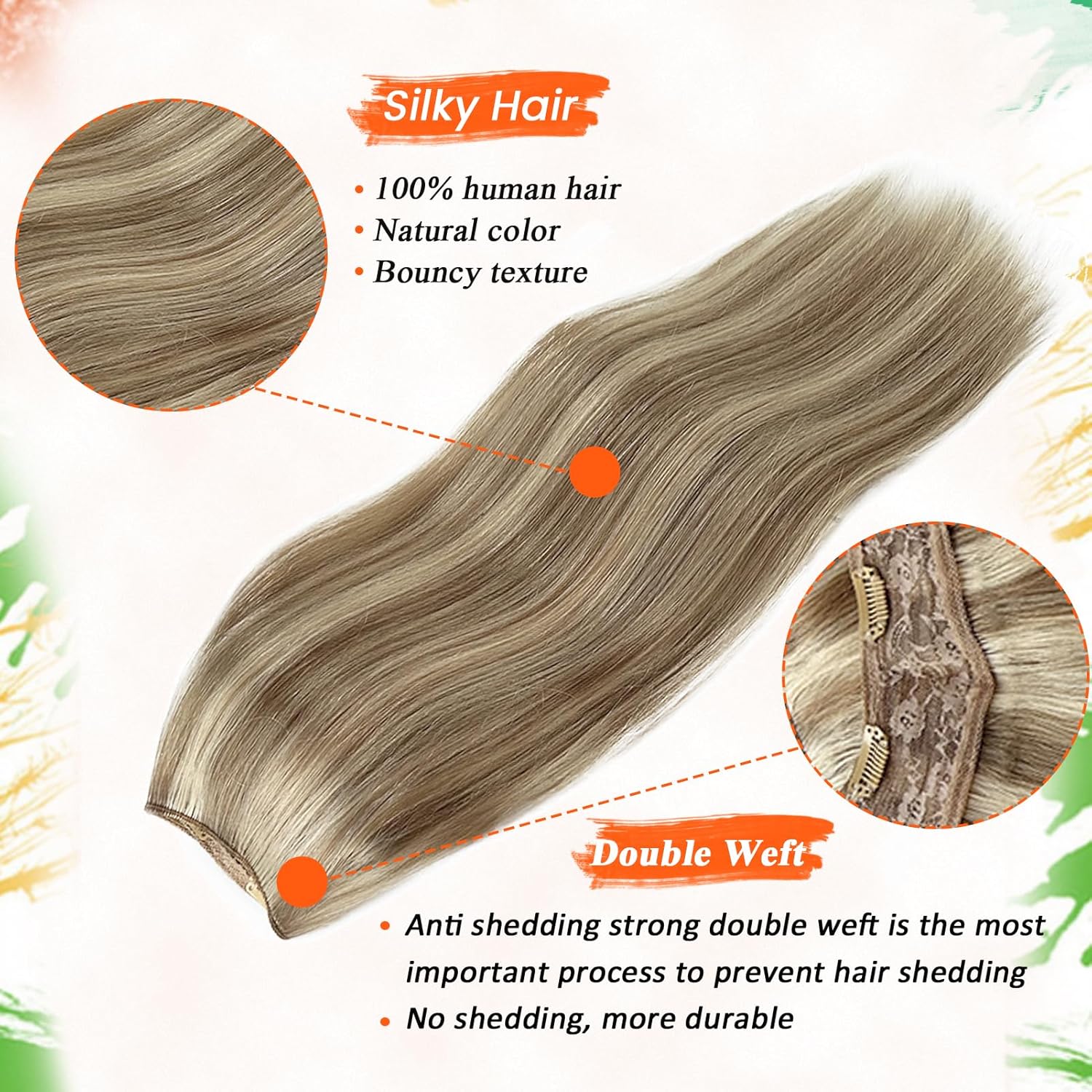 Extensiones de cabello humano real con clip, de una pieza, sin costuras, de color rubio beige a rubio platino, extensiones de cabello humano Remy de