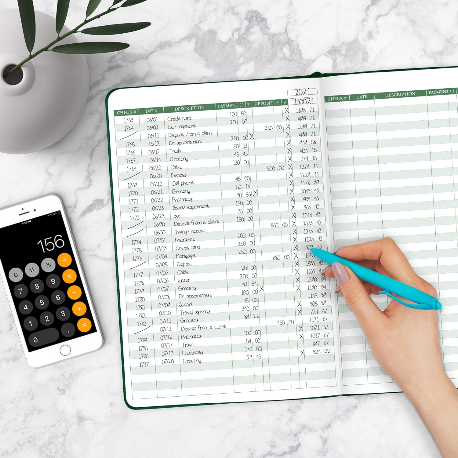 Legend Planner Libro de registro de cheques – Libro contable para pequeñas empresas y uso personal – Registro de chequera para rastrear