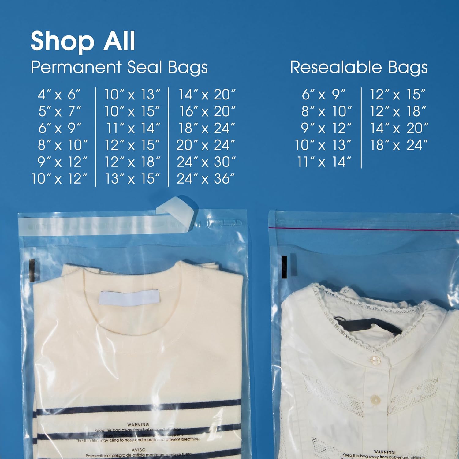 Spartan Industrial – Bolsas de polietileno transparente autosellantes de 10 x 13 pulgadas (200 unidades) con advertencia de asfixia para embalaje,