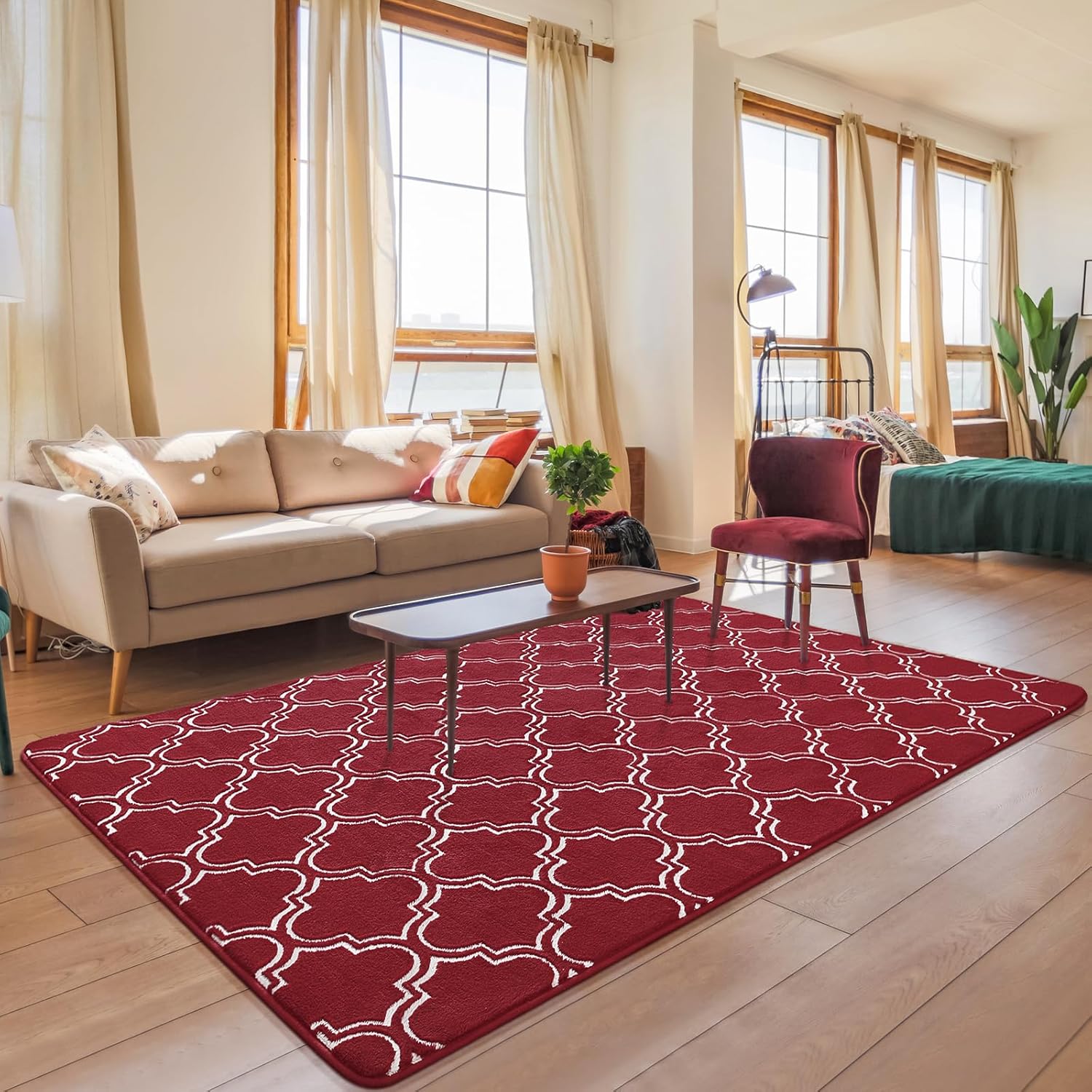 HOMORE Alfombra peluda de espuma viscoelástica de 6 x 9 pies para dormitorio de niñas, alfombra moderna y esponjosa para interiores y decoración de