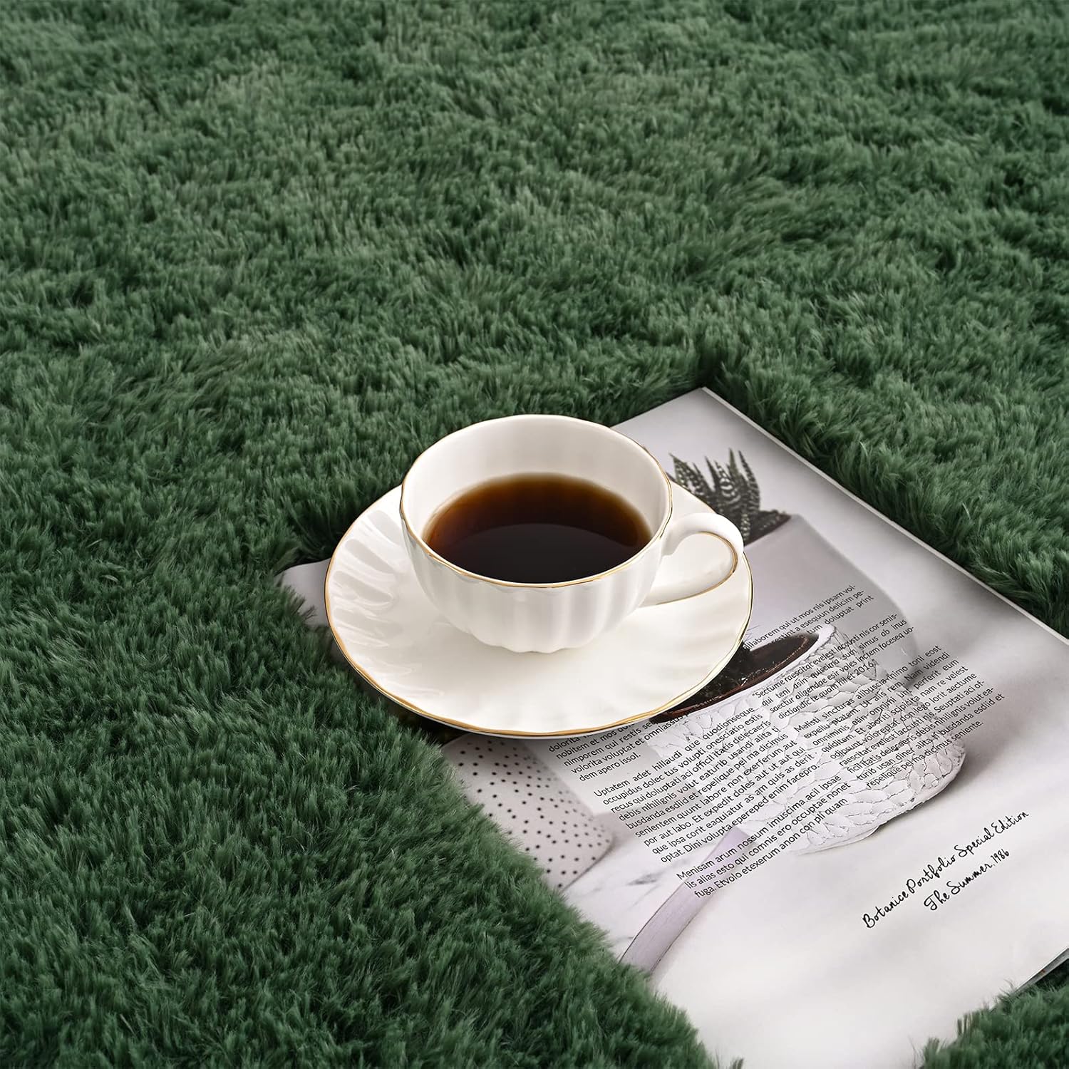 Alfombras de área de color verde oscuro, alfombra mullida para dormitorio, sala de estar, alfombras peludas de interior de 5 x 8 pies, alfombra
