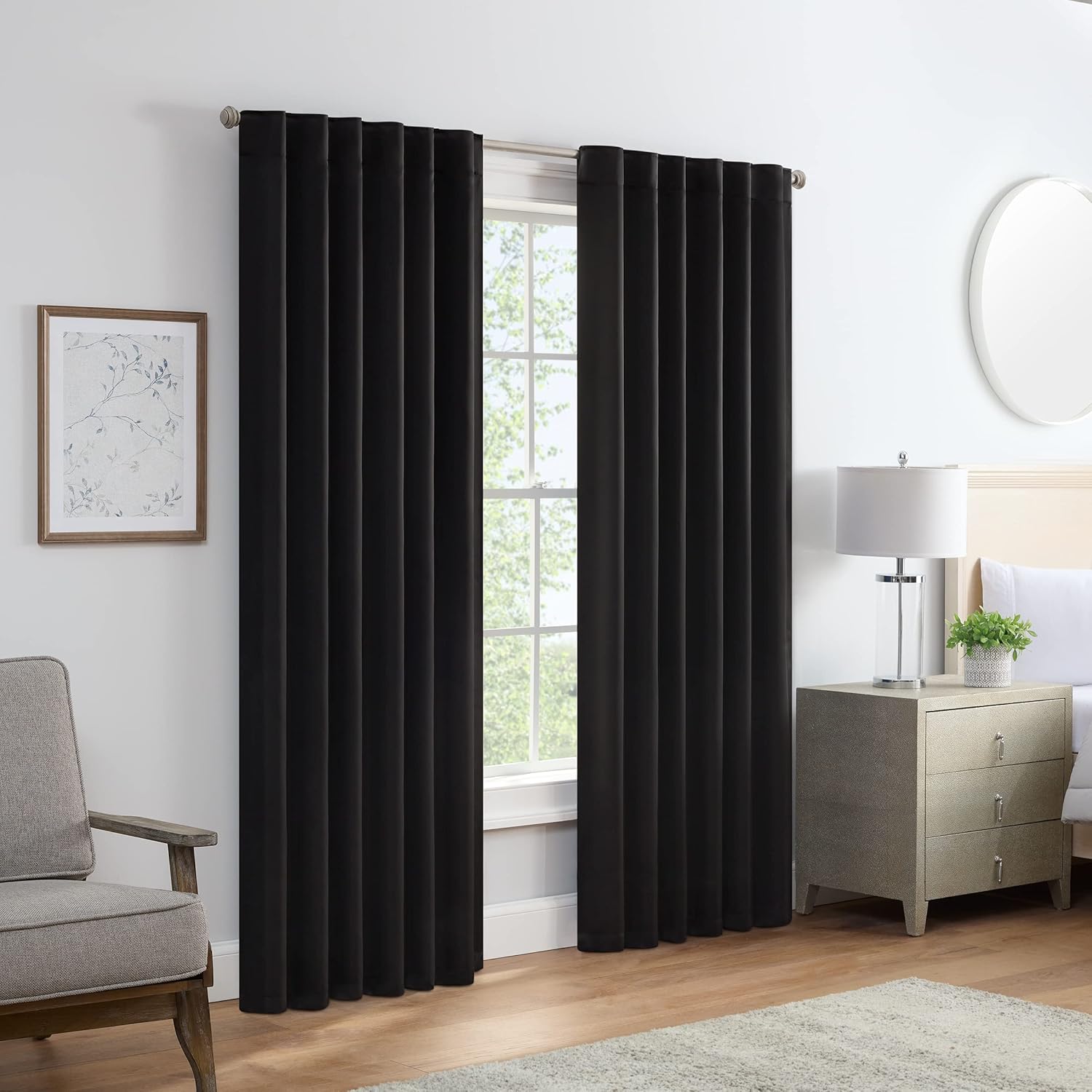 ECLIPSE Langley – Cortinas de triple tejido para oscurecimiento de habitaciones con bolsillo para cortinero (2 paneles), 52 x 63pulgadas, color