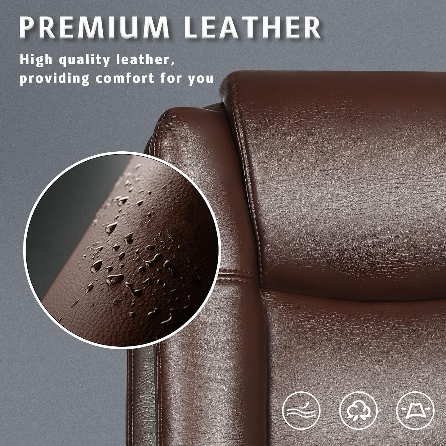 LEMBERI Silla de escritorio de oficina, silla ejecutiva gerencial grande y alta, silla de computadora con respaldo alto, sillas ergonómicas de piel