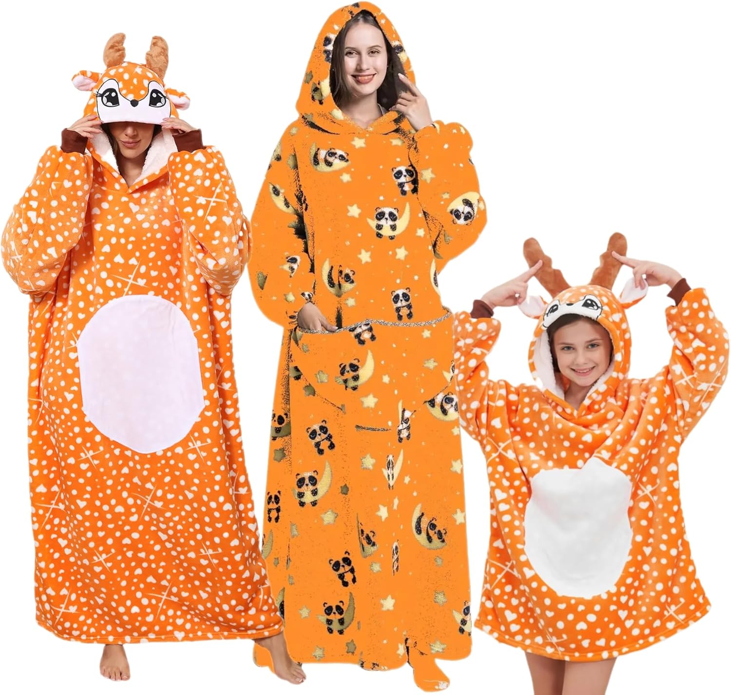 Moinlizy Manta con capucha para mujer, manta larga de gran tamaño, acogedora sudadera para adultos, cálida manta Sherpa con capucha para mujeres y
