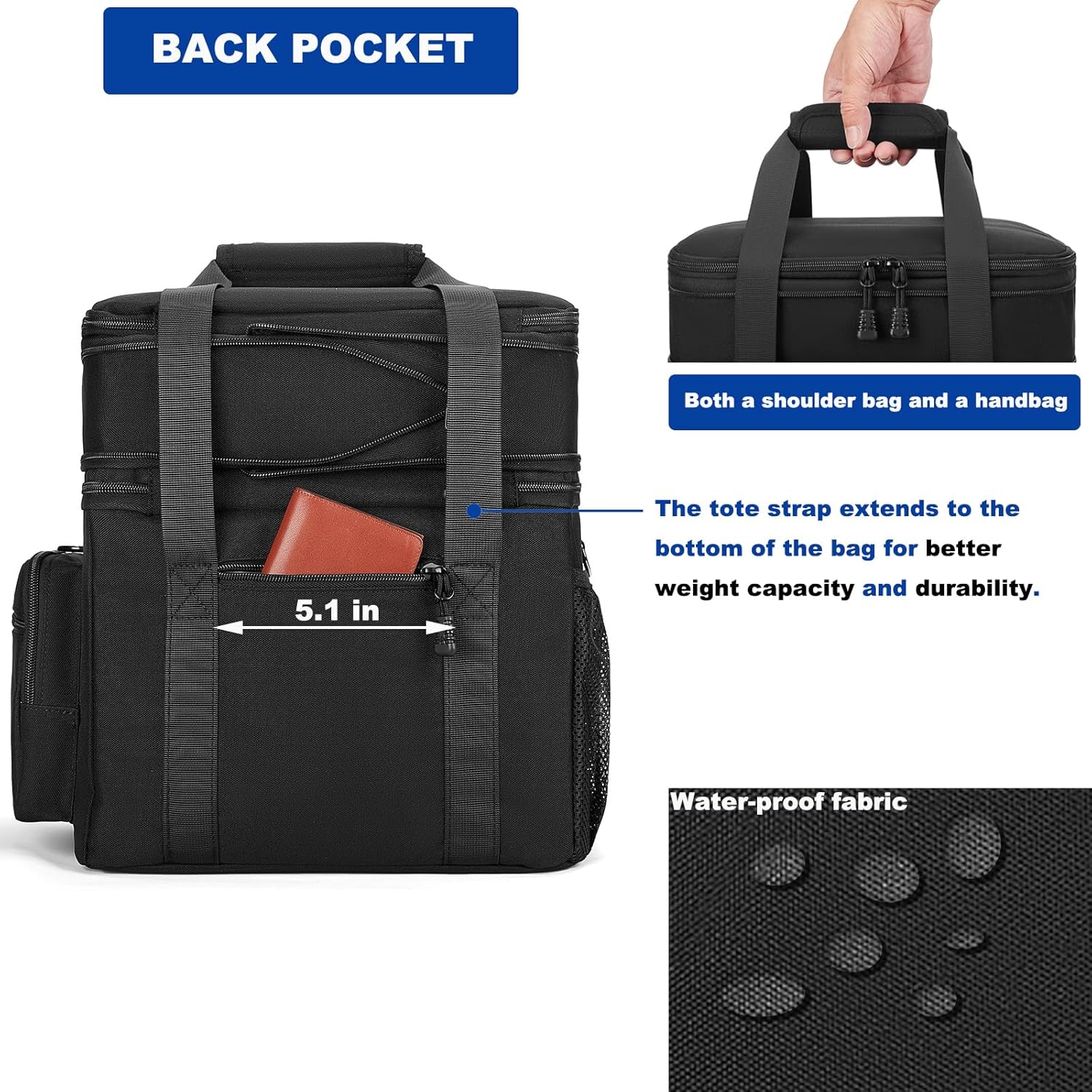 Lonchera táctica expandible para hombres, bolsa de almuerzo grande aislada con correa para el hombro, bolsa enfriadora de doble compartimento,