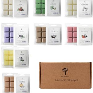Pristine Cera perfumada derretida, cubos de cera, cera de soja perfumada, 8 x 2.5 onzas, vainilla de calabaza, limón cilantro, lavanda, coco y Pristine Cera perfumada derretida, cubos de cera, cera de soja perfumada, 8 x 2.5 onzas, vainilla de calabaza, limón cilantro, lavanda, coco y
