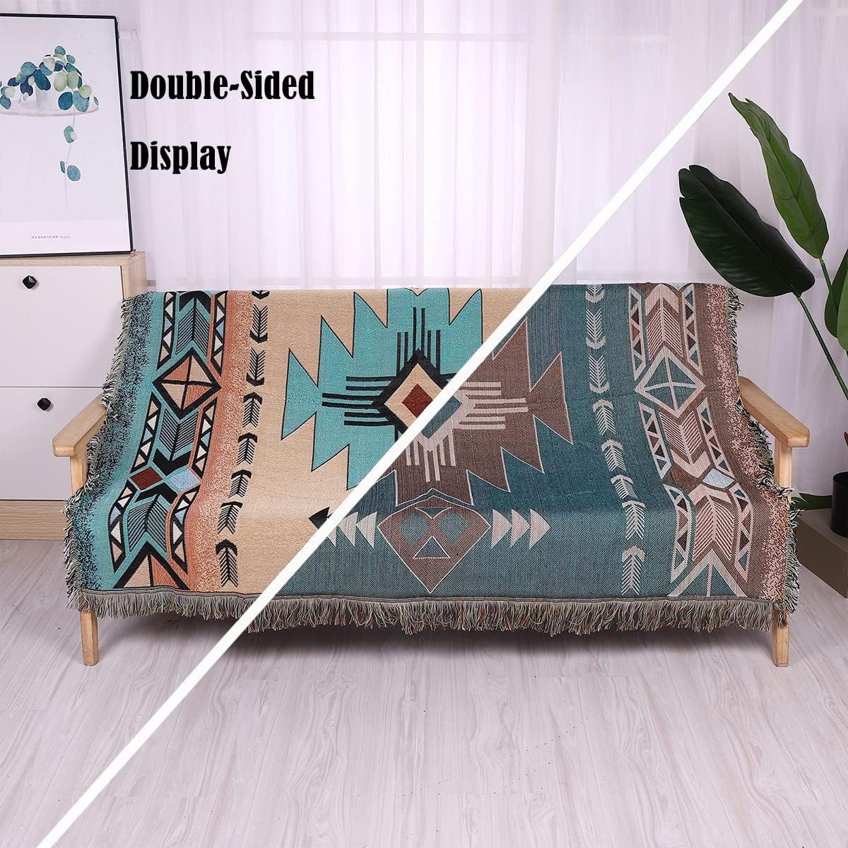 Hopstar Manta azteca navajo india bohemia decoración occidental para sofá, cama, sofá, sala de estar, playa y viajes, 51 x 63 pulgadas