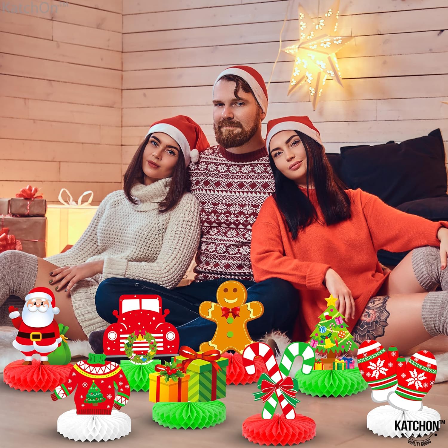 KatchOn, Centros de mesa de Navidad para mesas, paquete de 8  Centros de mesa de Navidad, mesa de camión de Navidad para decoraciones de mesa de