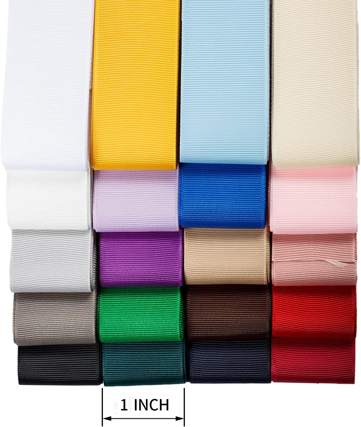 Cinta de grogrén de poliéster de 1 pulgada, 20 colores, 2 yardas x 20 colores cada uno en total de 40 yardas por paquete para manualidades, lazos