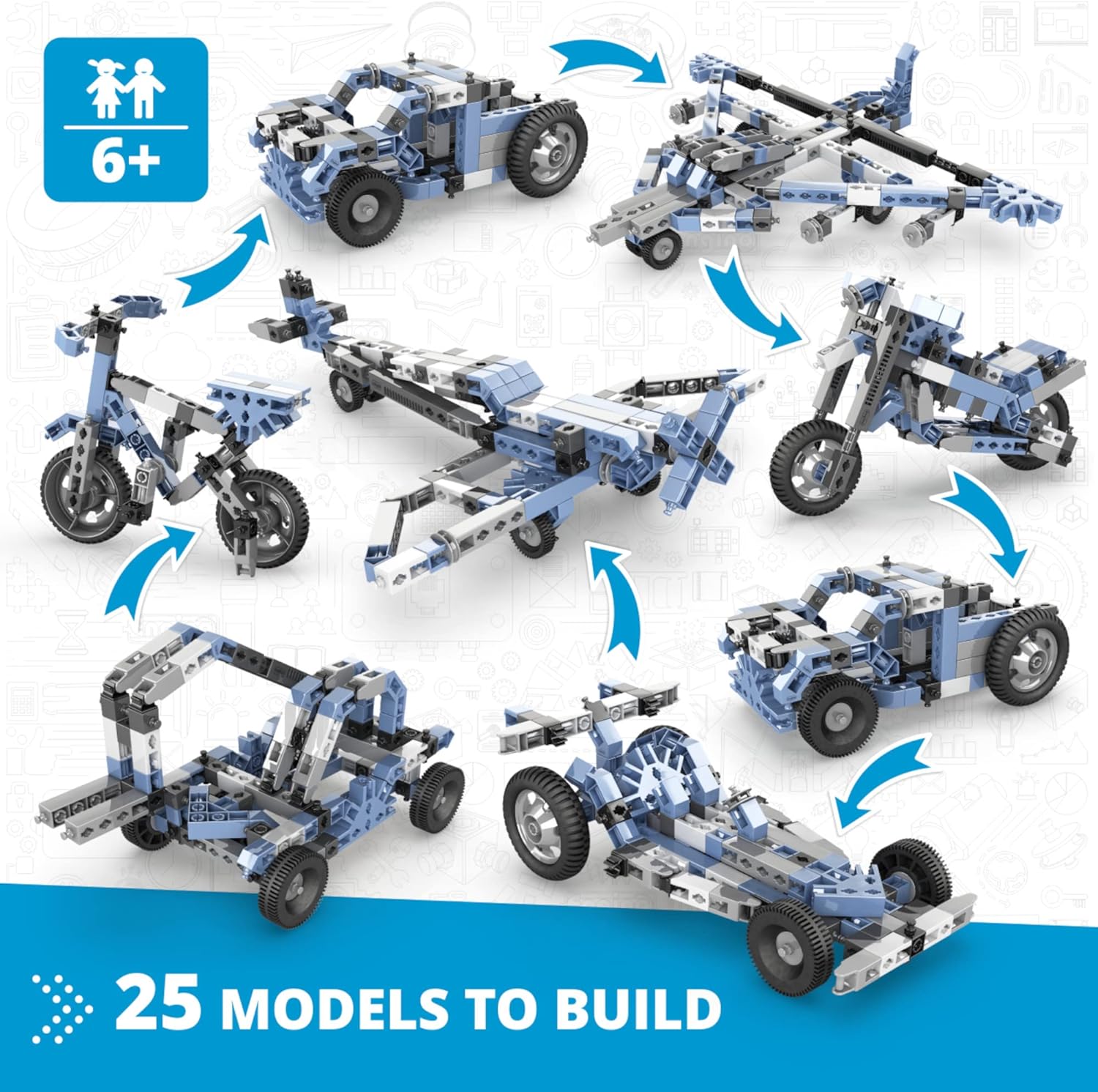 Engino – Inventor STEM Toys, 25 juego multimodelo, juguetes educativos para niños de 6 años, kit de ingeniería, juguetes de construcción de troncos,