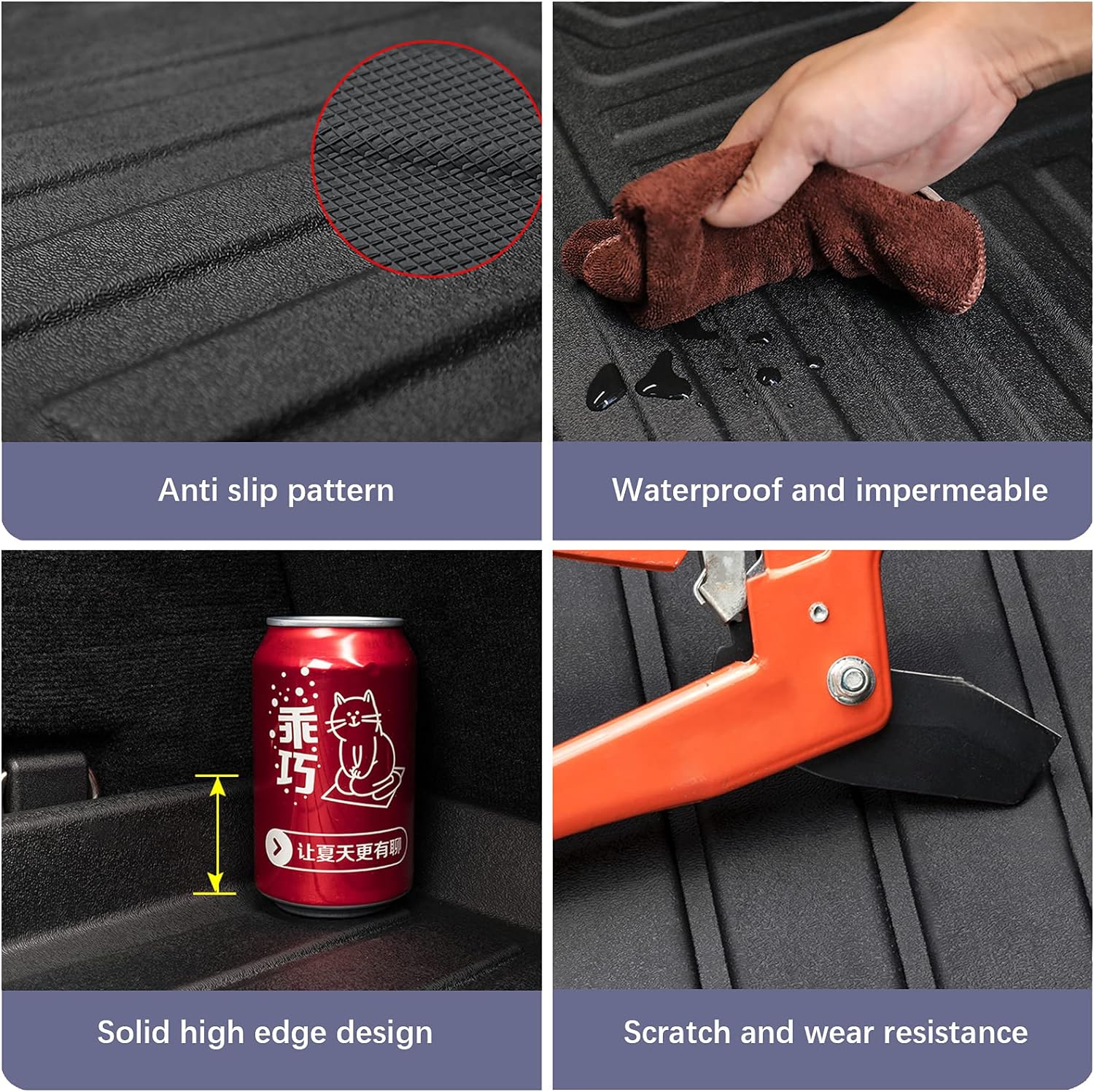 Cargo Liner for 2024 Hyundai Elantra (No Elantra GT Models) – Black TPO All Weather Heavy Duty Waterproof Rear Cargo Tray Trunk Floor Mat Protector
