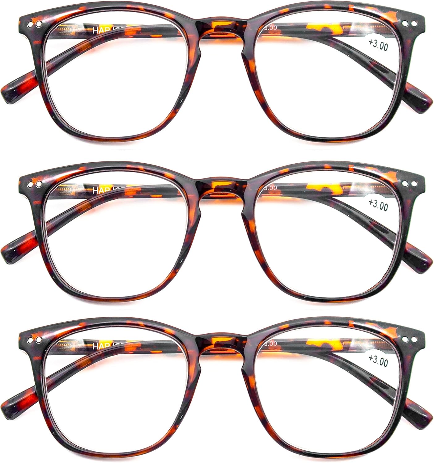 HAPJOYS Paquete de 3 lentes de lectura para mujeres y hombres, elegantes lectores ovalados, flexibles con bisagra de resorte, gafas de lectura +1.25
