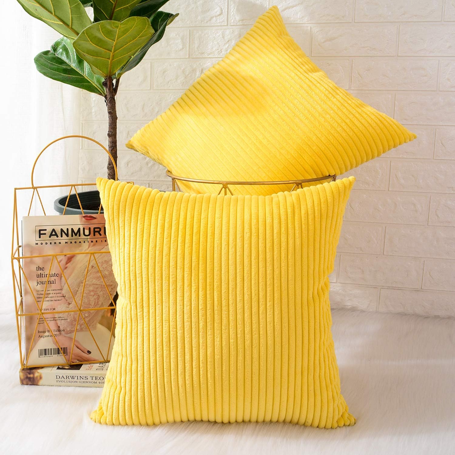 MERNETTE- Funda de cojín de pana, suave, decorativa, cuadrada, para decoración del hogar, para sofá, cama, silla